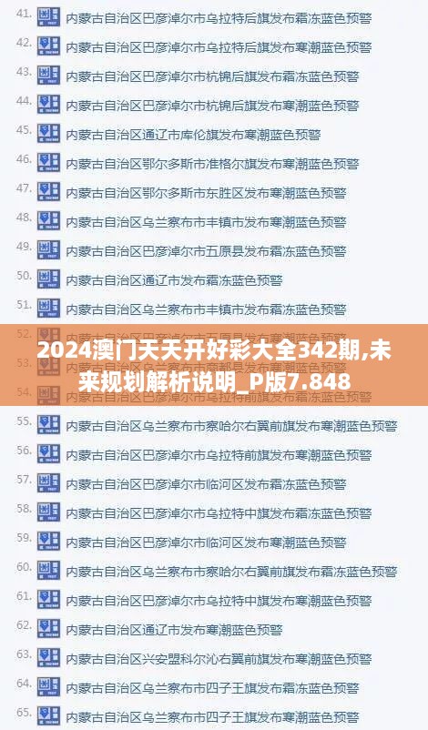 2024澳门天天开好彩大全342期,未来规划解析说明_P版7.848