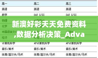 新澳好彩天天免费资料,数据分析决策_Advance10.714