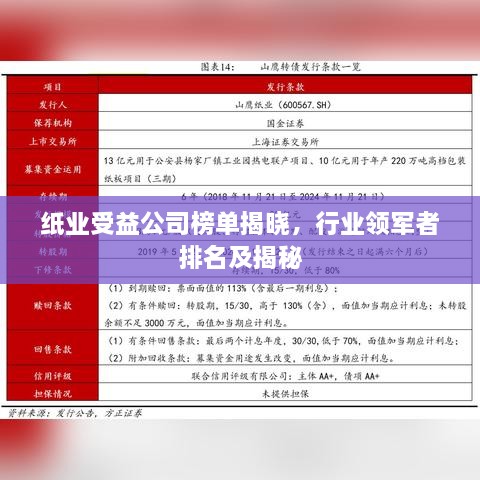 纸业受益公司榜单揭晓，行业领军者排名及揭秘